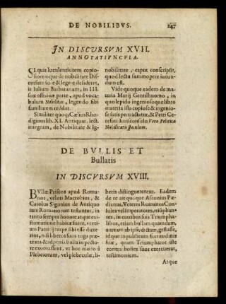 De Bullis et Bullatis Discursus XVIII.