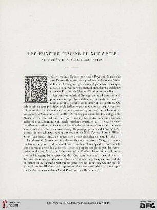 5. Pér. 11.1925: Une peinture toscane du XIIIe siècle au Musée des Arts Décoratifs