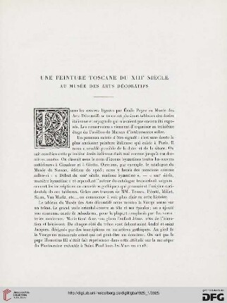 5. Pér. 11.1925: Une peinture toscane du XIIIe siècle au Musée des Arts Décoratifs