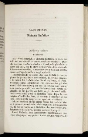 Capo Ottavo. Sistema linfatico