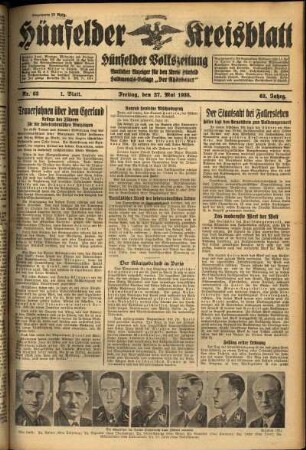 Erste Ausgabe vom Freitag, den 27. Mai 1938.