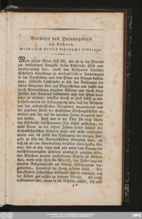 Vorwort des Herausgebers an Lehrer, welche sich dieses Lehrbuchs bedienen.