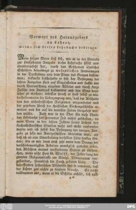 Vorwort des Herausgebers an Lehrer, welche sich dieses Lehrbuchs bedienen.