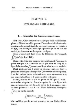 Chapitre V. Intégrales complexes.