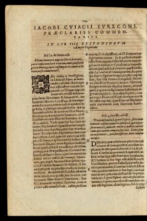 Iacobi Cuiacii ... Commentarius In Lib. IIII. Responsorum Aemylii Papiniani.