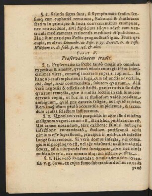 Caput V. Praeservationem tradit.