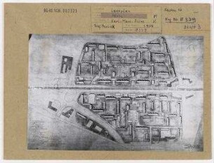 Wettbewerb II. Bauabschnitt der Karl-Marx-Allee:Lageplan. Berlin, Mitte/Friedrichshain, Stalinallee (vor 1949 Frankfurter Allee, seit 1961 Karl-Marx-Allee)/Strausberger Platz/Alexanderplatz/Schillingstraße