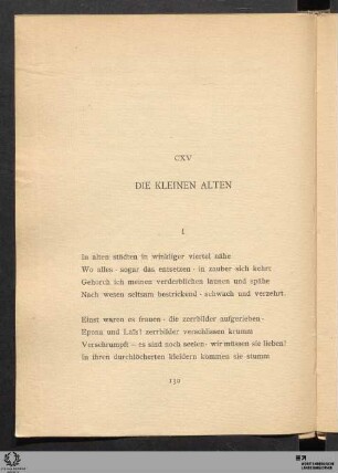 CXV. Die kleinen Alten
