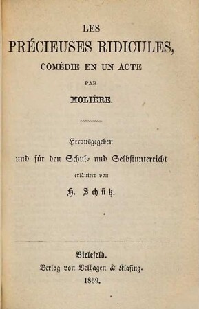 Les précieuses ridicules : [comédie en un acte]