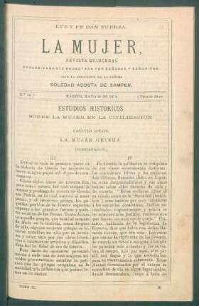 Estudios históricos sobre la mujer en la civilización. (Continuación). : Capítulo octavo. La mujer griega. (Continuación).