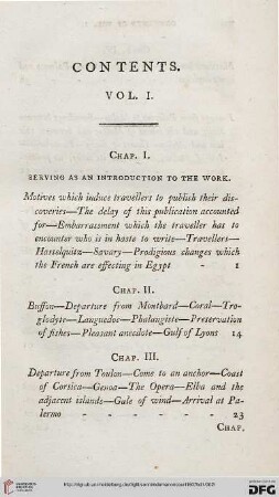 Contents of Vol. I
