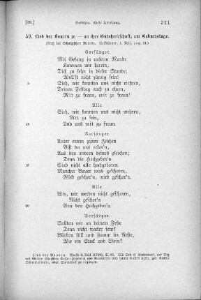 59. Lied der Bauern zu - an ihre Gutsherrschaft, am Geburtstage.