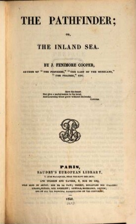 The pathfinder; or, the inland sea