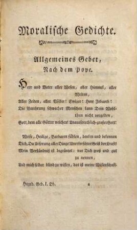 Poetische Werke des Herrn Friedrichs von Hagedorn. 1