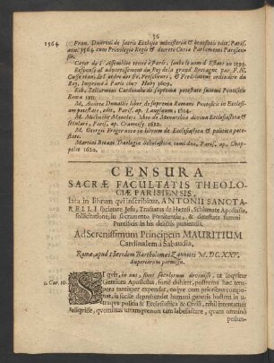 Censura Sacrae Facultatis Theologiae Parisiensis ...