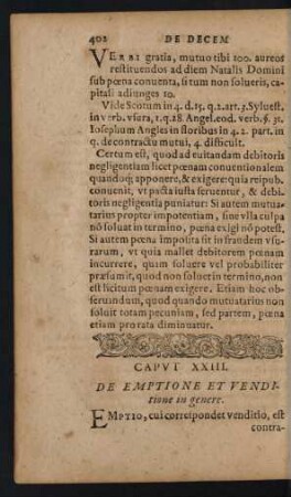 Caput XXIII. De Emptione Et Venditione in genere
