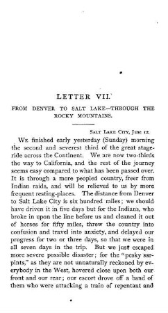 LETTER VII. FROM DENVER TO SALT LAKE-THROUGH THE ROCKY MOUNTAINS.