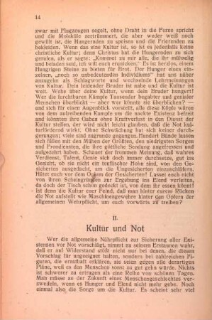II. Kultur und Not