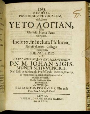 De Curia Positionum Physicarum, exhibens Hyetologian