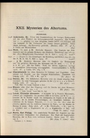 XXII. Mysterien des Altertums.