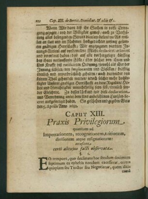 Cap. XIII. Praxis Privilegiorum quantum ad Impetrationem ...