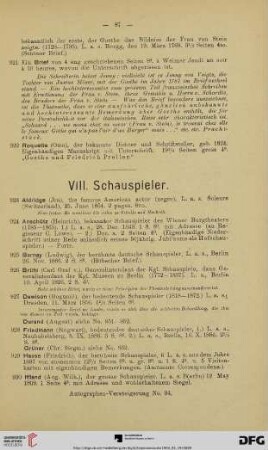 VIII. Schauspieler (Nr. 923-938)