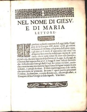 Nel Nome Di Giesve Di Maria Lettore