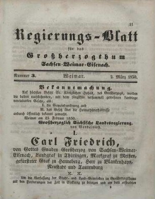 Nr. 3 : 2. März 1850