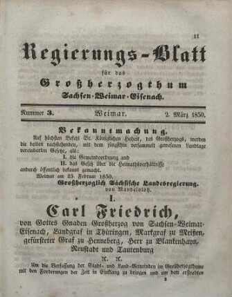 Nr. 3 : 2. März 1850