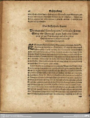 Das fünffzehende Capitel. Wie man ein Horologium Verticale, so von Mittag oder Mittnacht/ gegen Auff- oder Nider-gang/ gar viel Grad abweicht/ auff ein besondere/ künstliche und wenig bekandte weiß auffreissen und verfertigen soll.
