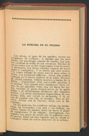 La nobleza en el teatro