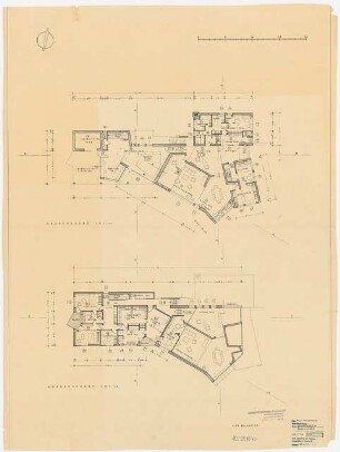 Haus und Garten Paul Neuerburg, Köln-Marienburg: Erdgeschoss und Obergeschoss, Pläne für Baueingabe 1:100