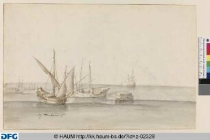 Stille See mit Segelschiffen
