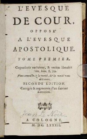 1: L'Evesque De Cour, Opposé A L'Evesque Apostolique. 1