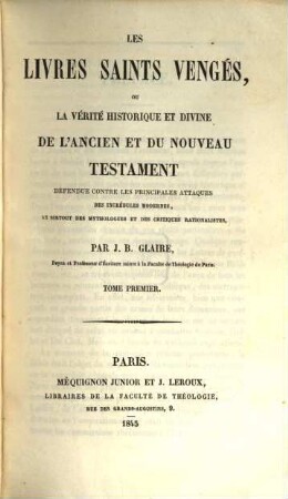 Les livres saints vengés, 1