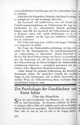 Zur Psychologie der Geschlechter/ von Ernst Schur Über das Männliche.
