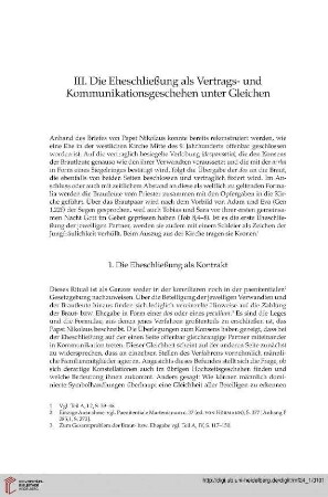 Die Eheschließung als Kontrakt