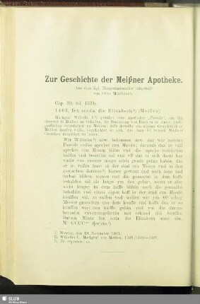 Zur Geschichte der Meißner Apotheke
