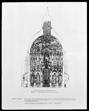 Querschnitt durch den Zentralbau der Wallfahrtskirche Sankt Marien des Benediktinerklosters in Ettal