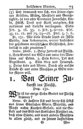 1. Von Seiner Zukunfft ins Fleisch. Frag. 132. - Fr. 142.