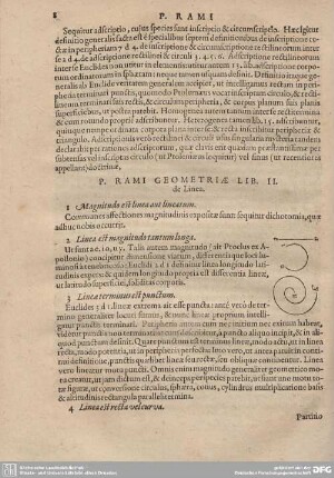 P. Rami Geometriae Lib. II. De Linea.