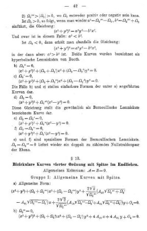 § 13. Bizirkulare Kurven vierter Ordnung mit Spitze im Endlichen