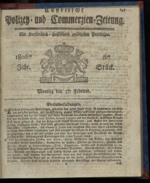 1806tes Jahr. 6tes Stück. Montag den 3ten Februar