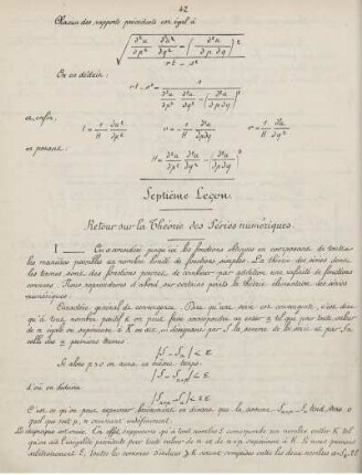 Formule de Taylor et de Mac-Laurin. Septiéme - leçon onzième. Retour sur la théorie des séries numériques. Séries de fonctions, entiéres. Développement d'une fonction en série entiére. Variation d'une fonction. Maxima et minima. Maxima et minima des fonctions de plusieurs variables.