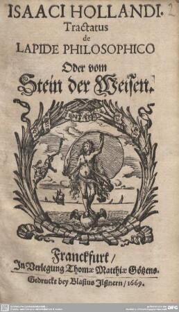Isaaci Hollandi Tractatus de Lapide Philosophico Oder vom Stein der Weisen