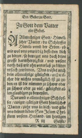 Zu Gott dem Vatter ein Gebet.