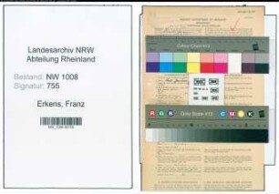 Entnazifizierung Franz Erkens , geb. 17.07.1898 (Dachdecker)