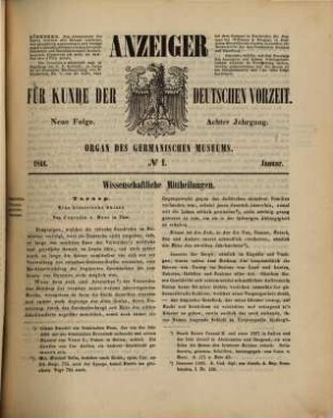 Anzeiger für Kunde der deutschen Vorzeit : Organ d. Germanischen Museums. 8, 8. 1861