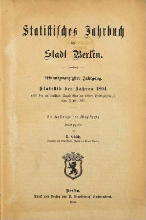 Statistisches Jahrbuch der Stadt Berlin. 21. 1894 (1896)