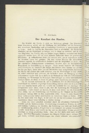 VI. Abschnitt. Der Komfort des Hauses